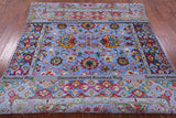Blue Persian Hand Knotted Wool & Silk Rug - 6' 2" X 9' 1" - Golden Nile