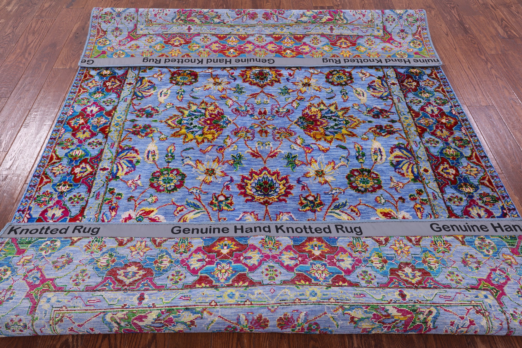 Blue Persian Hand Knotted Wool & Silk Rug - 6' 2" X 9' 1" - Golden Nile