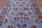 Blue Persian Hand Knotted Wool & Silk Rug - 6' 2" X 9' 1" - Golden Nile