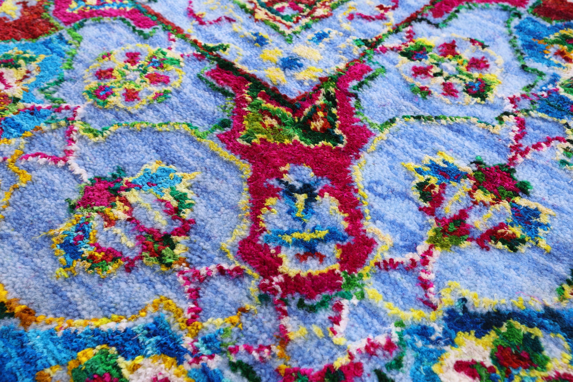 Blue Persian Hand Knotted Wool & Silk Rug - 6' 2" X 9' 1" - Golden Nile