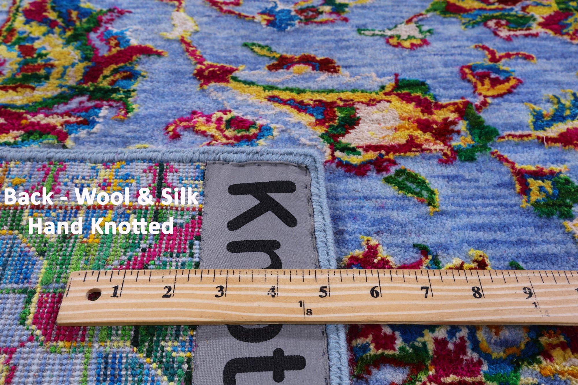 Blue Persian Hand Knotted Wool & Silk Rug - 6' 2" X 9' 1" - Golden Nile