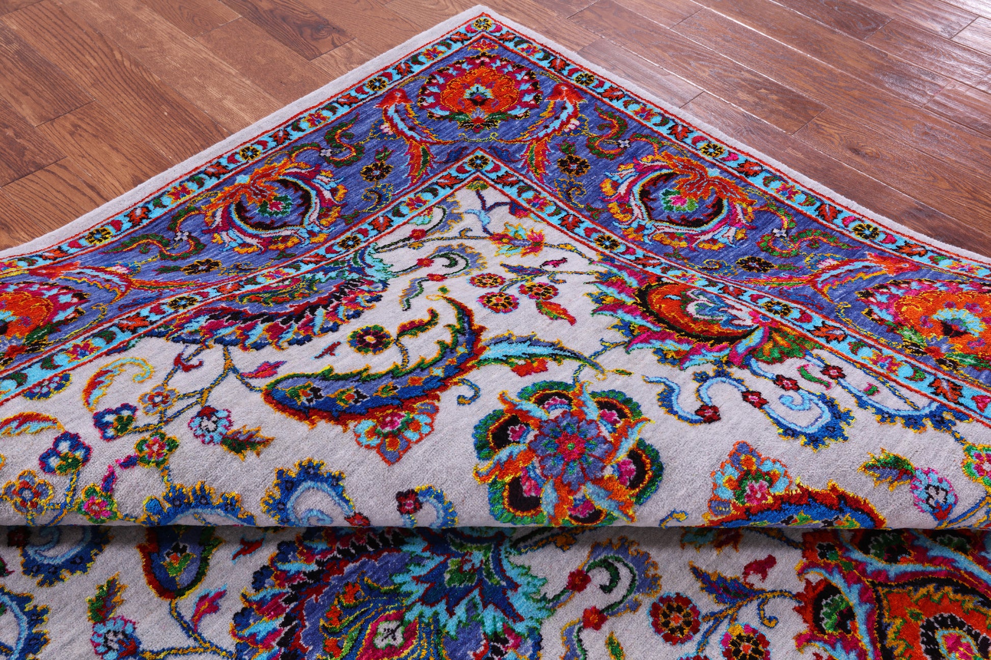 Grey Persian Hand Knotted Wool & Silk Rug - 8' 2" X 10' 0" - Golden Nile