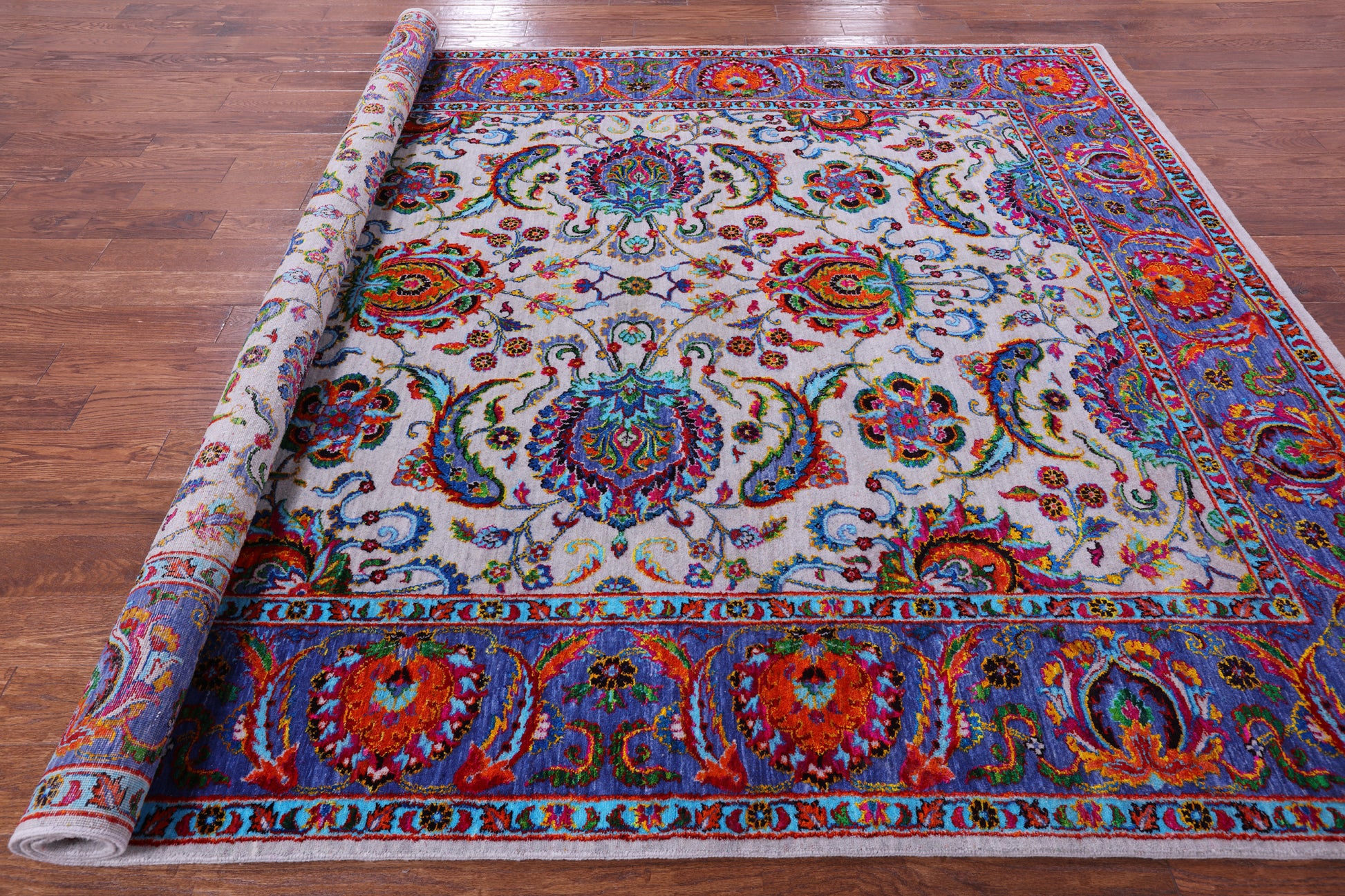 Grey Persian Hand Knotted Wool & Silk Rug - 8' 2" X 10' 0" - Golden Nile