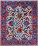 Grey Persian Hand Knotted Wool & Silk Rug - 8' 2" X 10' 0" - Golden Nile