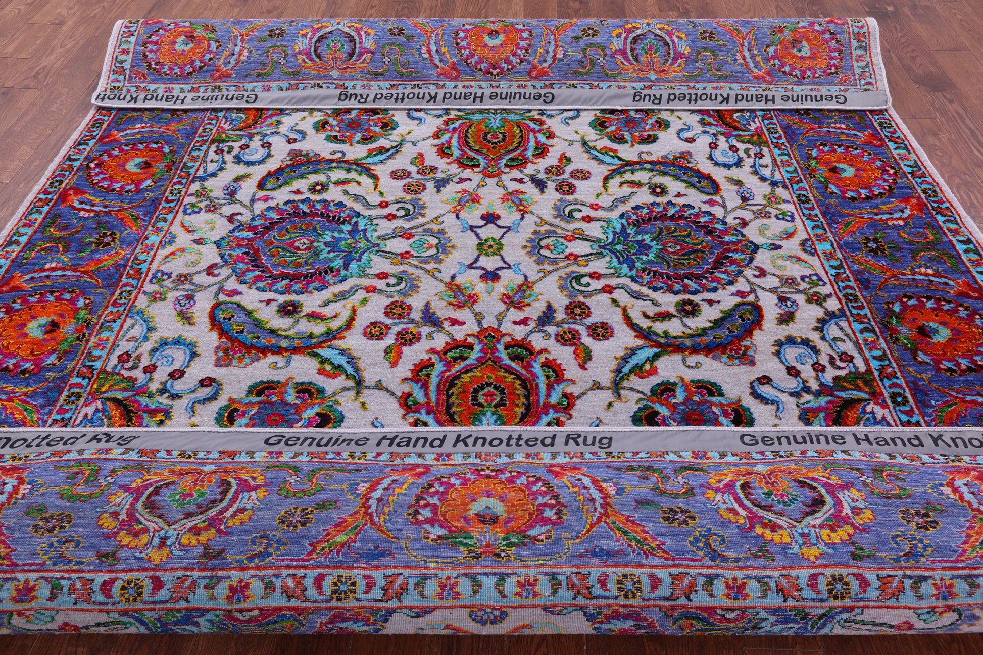 Grey Persian Hand Knotted Wool & Silk Rug - 8' 2" X 10' 0" - Golden Nile