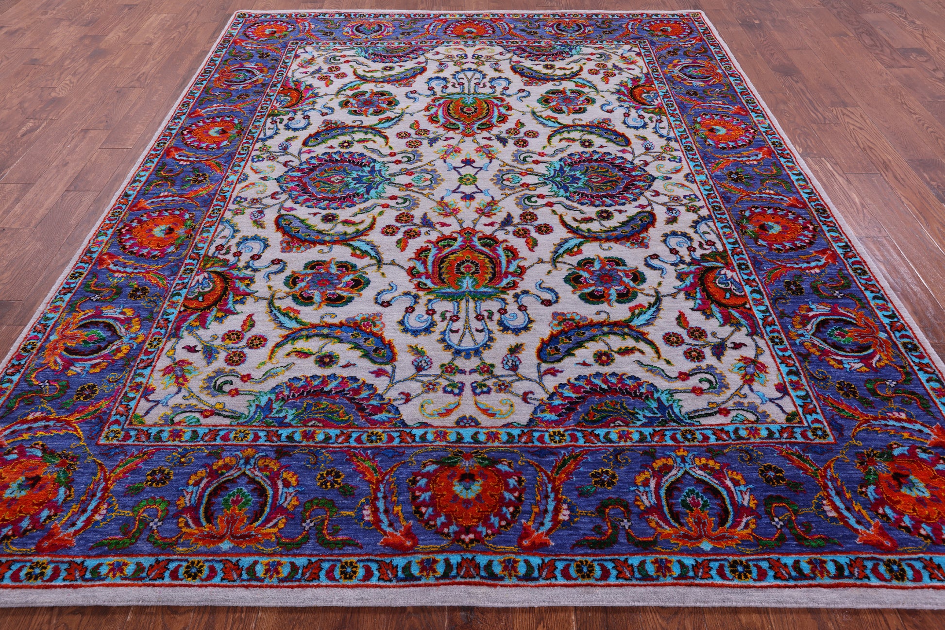 Grey Persian Hand Knotted Wool & Silk Rug - 8' 2" X 10' 0" - Golden Nile