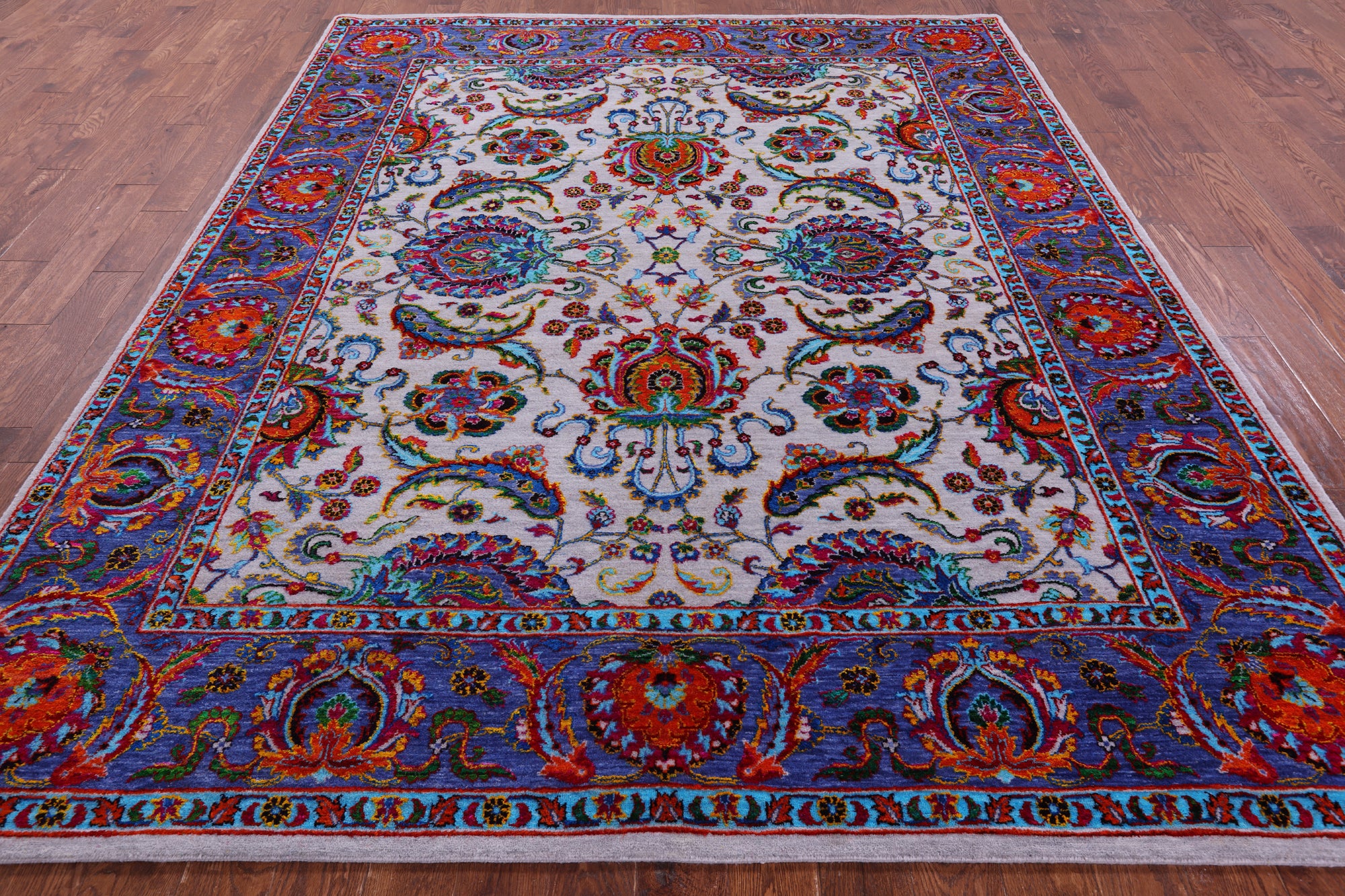 Grey Persian Hand Knotted Wool & Silk Rug - 8' 2" X 10' 0" - Golden Nile