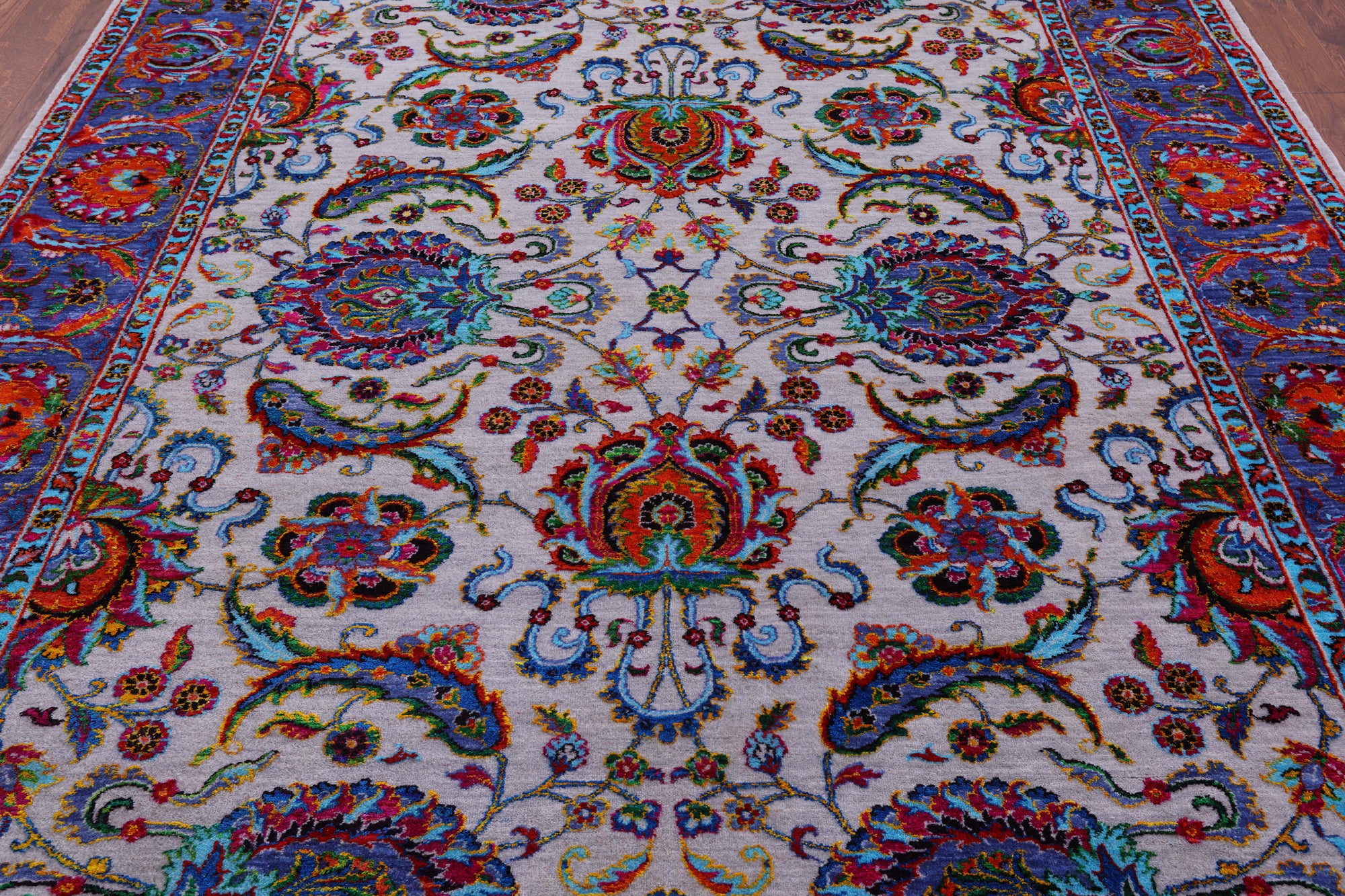 Grey Persian Hand Knotted Wool & Silk Rug - 8' 2" X 10' 0" - Golden Nile