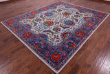 Grey Persian Hand Knotted Wool & Silk Rug - 8' 2" X 10' 0" - Golden Nile