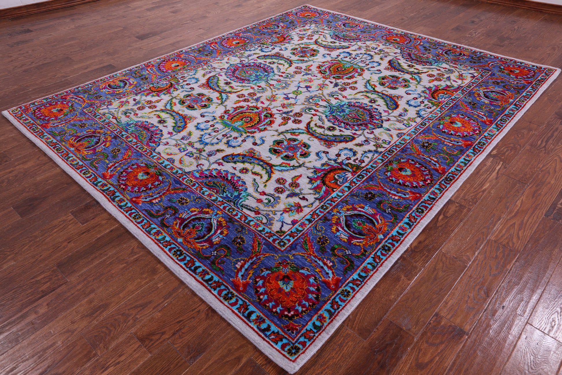 Grey Persian Hand Knotted Wool & Silk Rug - 8' 2" X 10' 0" - Golden Nile