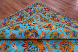 Blue Persian Hand Knotted Wool & Silk Rug - 8' 0" X 10' 1" - Golden Nile