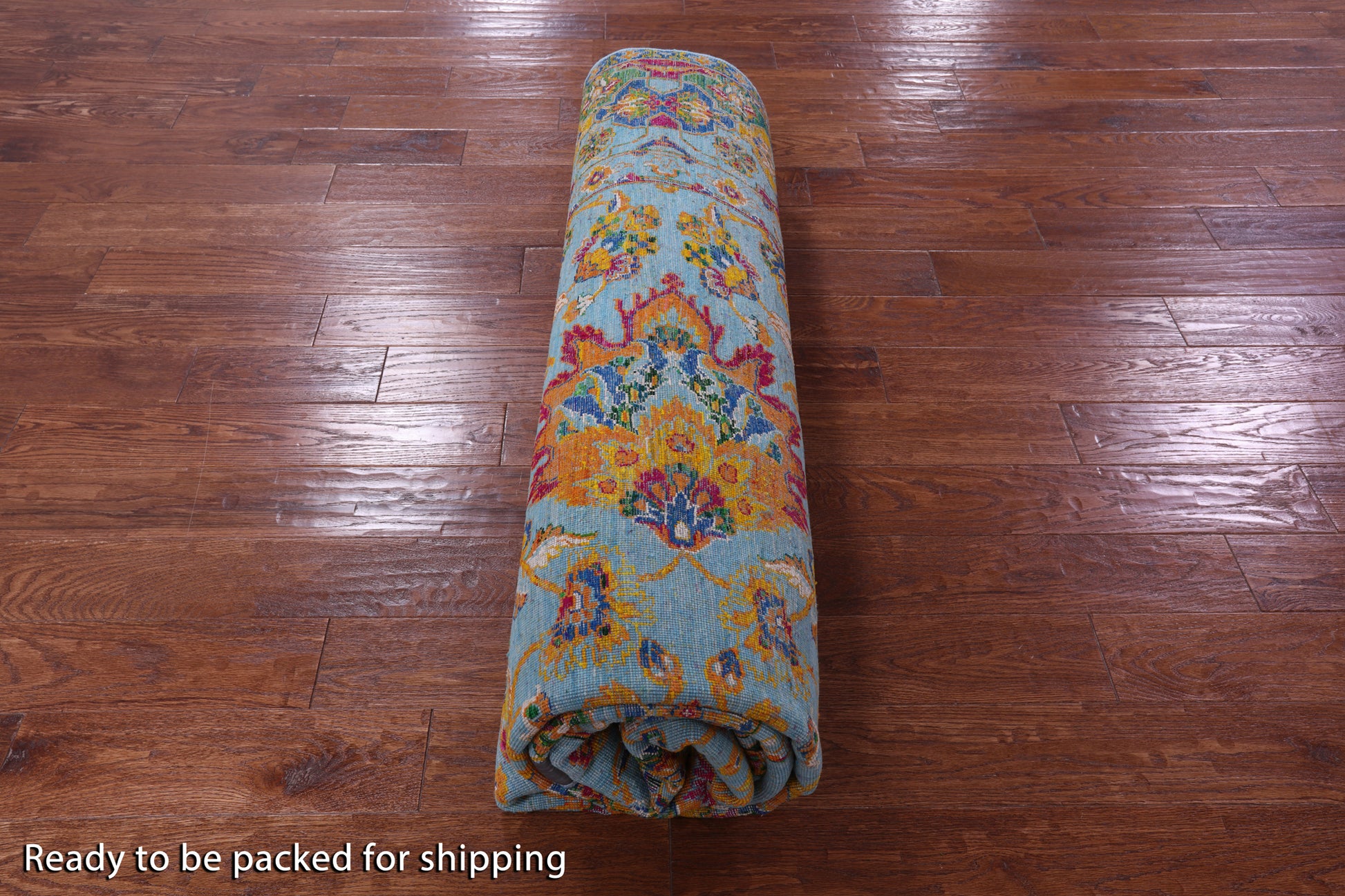 Blue Persian Hand Knotted Wool & Silk Rug - 8' 0" X 10' 1" - Golden Nile