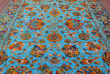 Blue Persian Hand Knotted Wool & Silk Rug - 8' 0" X 10' 1" - Golden Nile