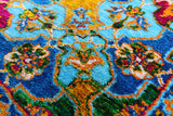 Blue Persian Hand Knotted Wool & Silk Rug - 8' 0" X 10' 1" - Golden Nile
