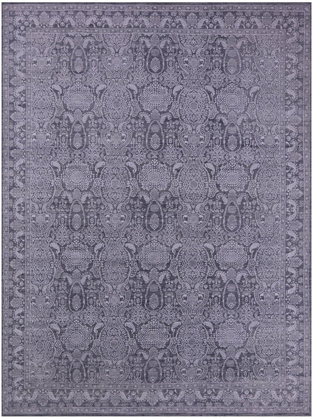 Grey Persian Hand Knotted Wool & Silk Rug - 8' 11" X 12' 1" - Golden Nile