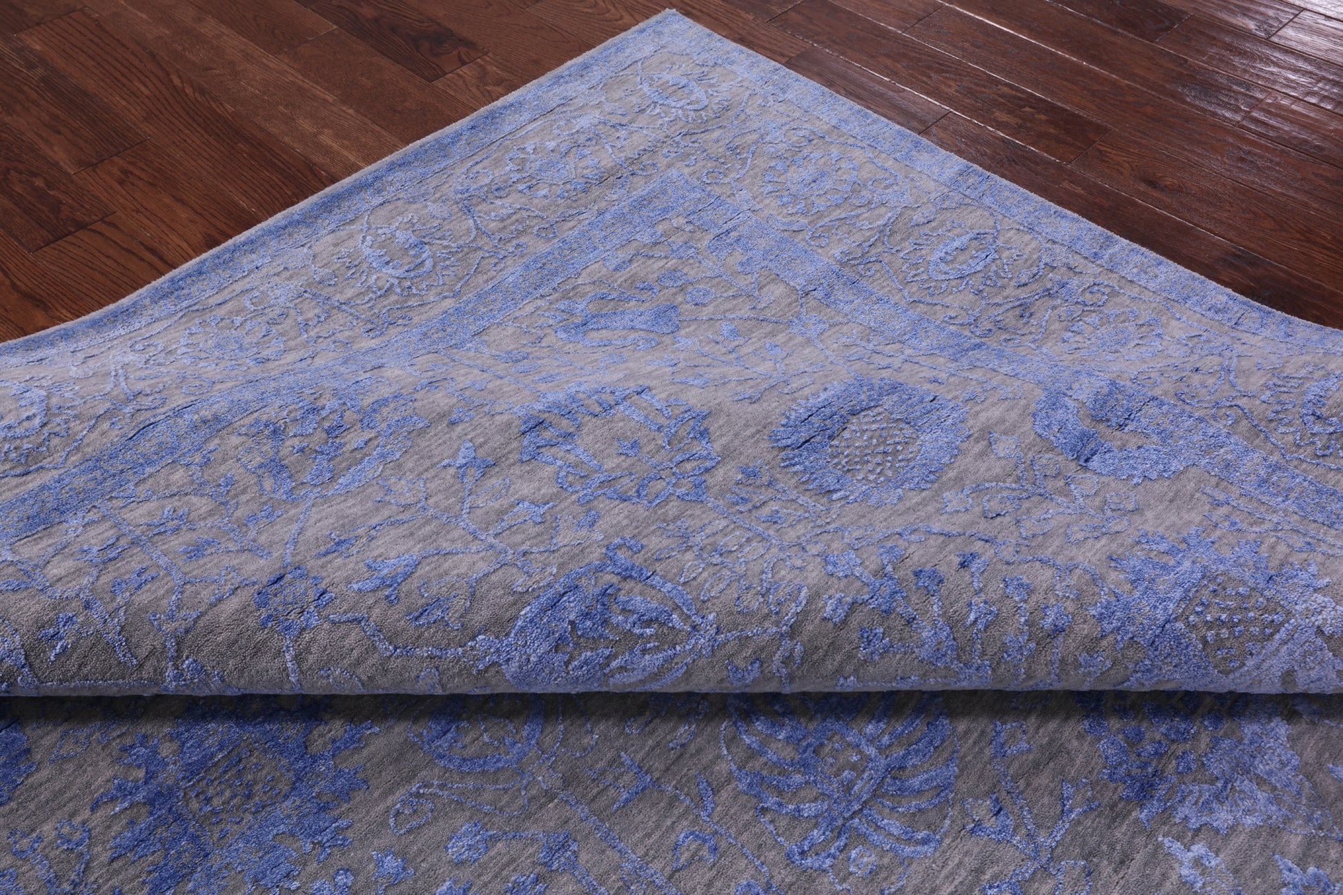 Grey Persian Hand Knotted Wool & Silk Rug - 8' 2" X 10' 0" - Golden Nile