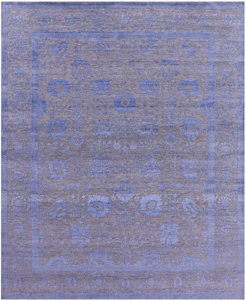 Grey Persian Hand Knotted Wool & Silk Rug - 8' 2" X 10' 0" - Golden Nile