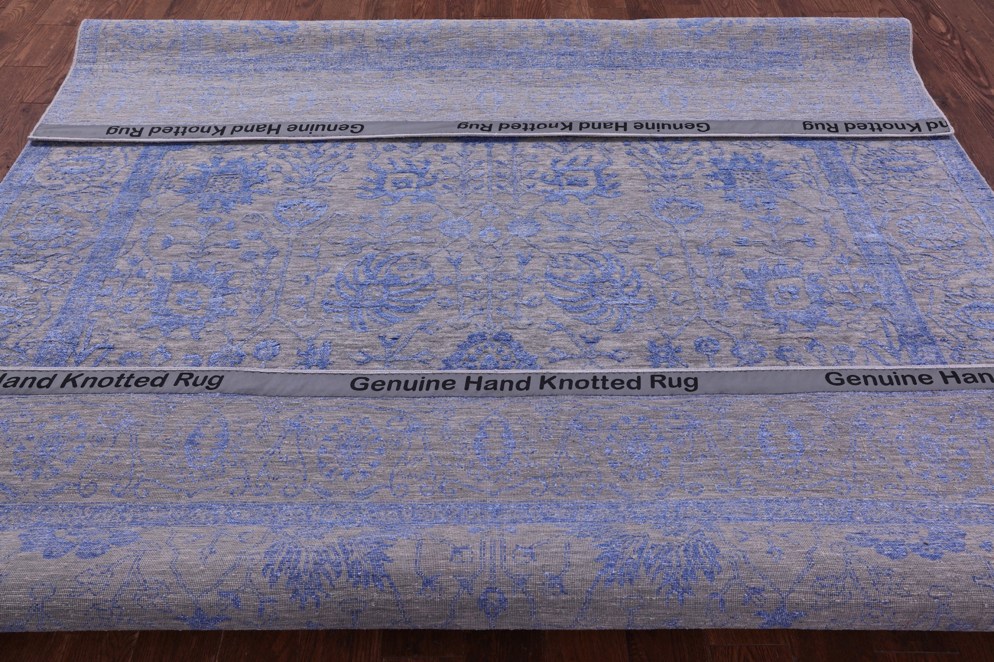 Grey Persian Hand Knotted Wool & Silk Rug - 8' 2" X 10' 0" - Golden Nile