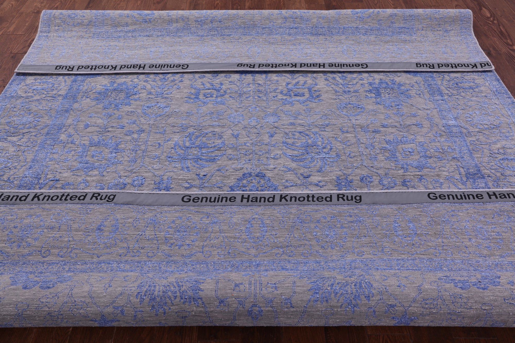 Grey Persian Hand Knotted Wool & Silk Rug - 8' 2" X 10' 0" - Golden Nile