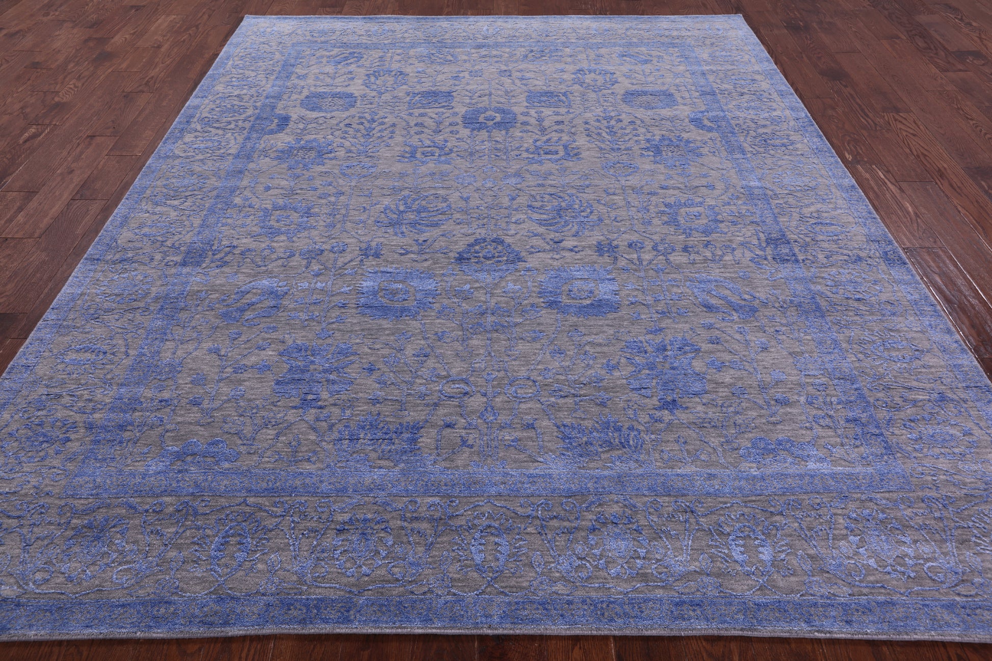 Grey Persian Hand Knotted Wool & Silk Rug - 8' 2" X 10' 0" - Golden Nile