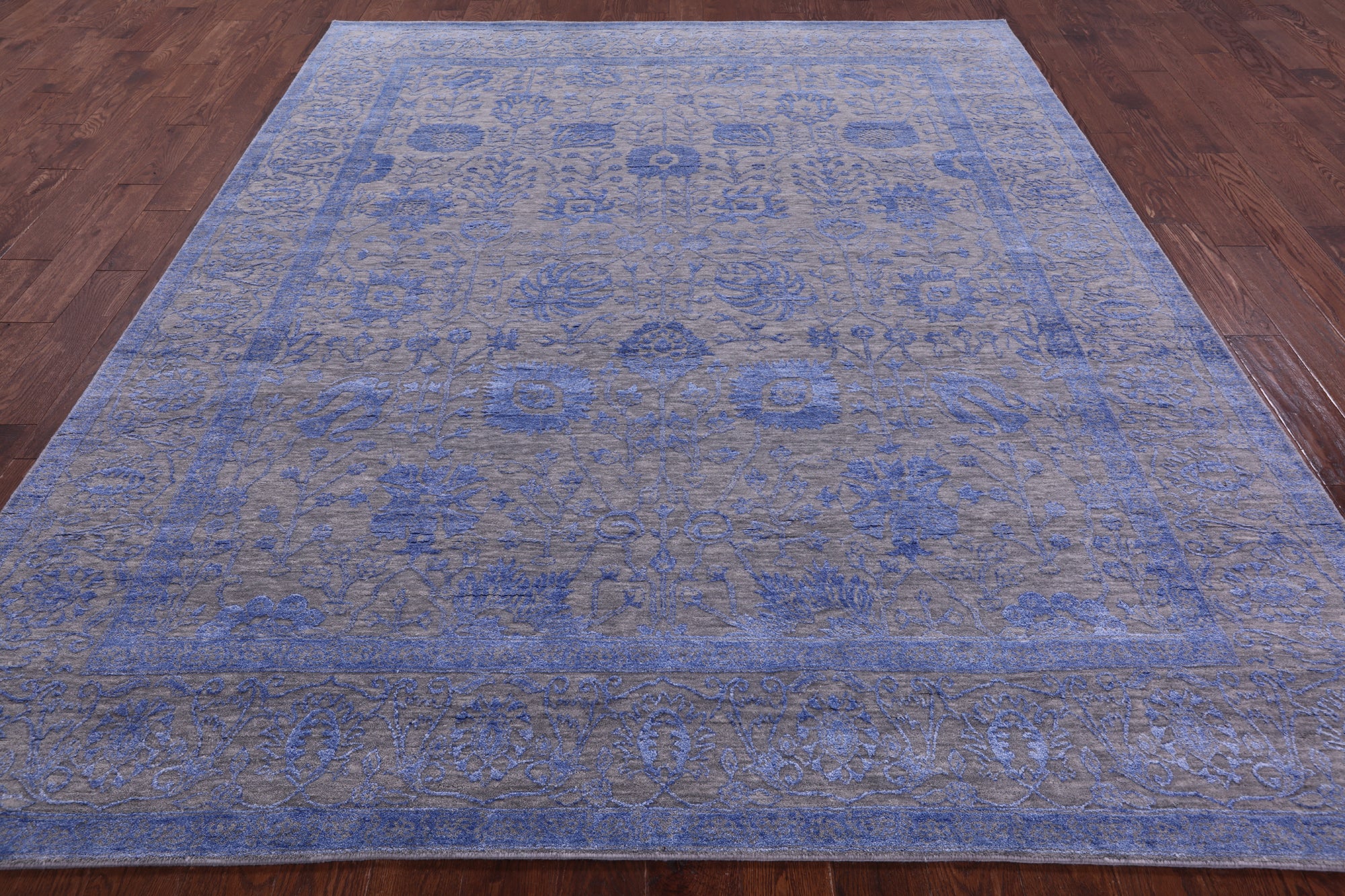 Grey Persian Hand Knotted Wool & Silk Rug - 8' 2" X 10' 0" - Golden Nile