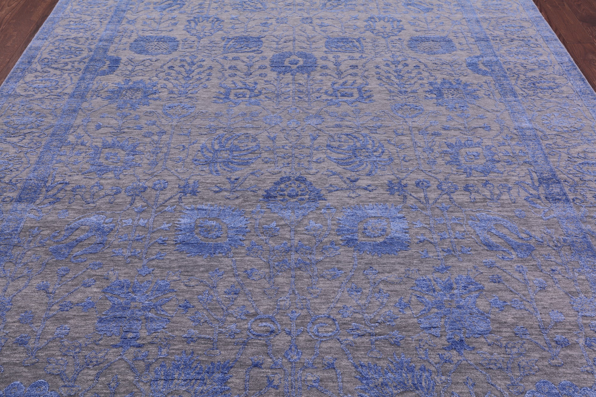 Grey Persian Hand Knotted Wool & Silk Rug - 8' 2" X 10' 0" - Golden Nile