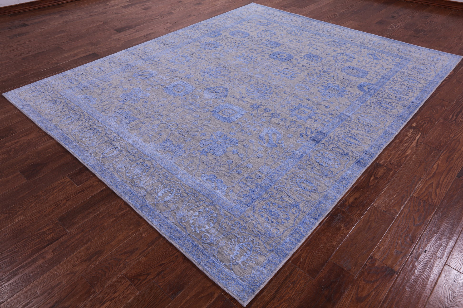 Grey Persian Hand Knotted Wool & Silk Rug - 8' 2" X 10' 0" - Golden Nile