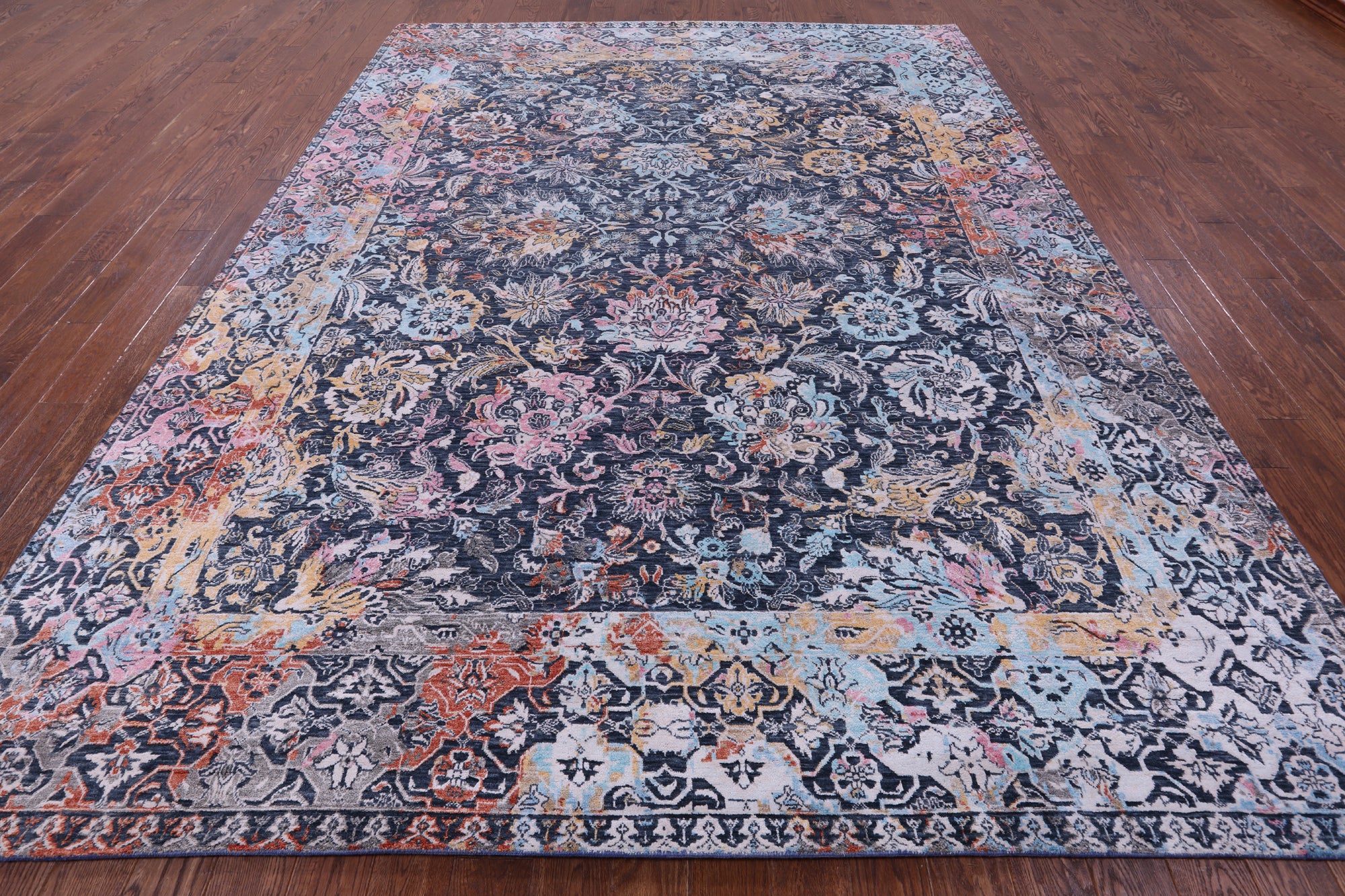 Grey Persian Hand Knotted Wool Rug - 8' 11" X 11' 11" - Golden Nile