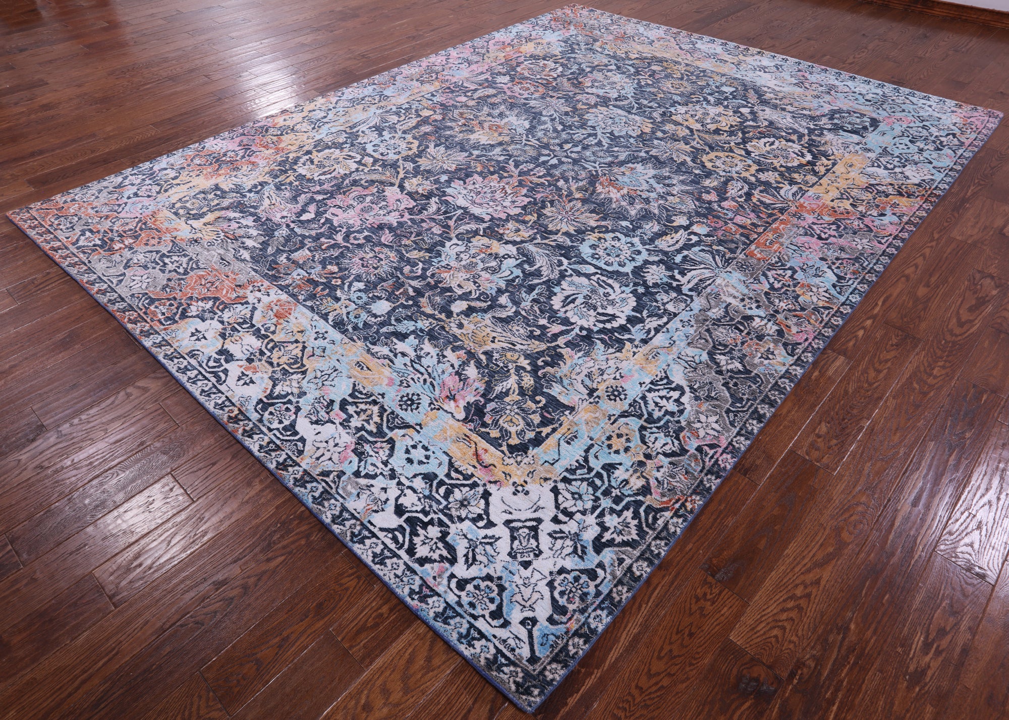 Grey Persian Hand Knotted Wool Rug - 8' 11" X 11' 11" - Golden Nile
