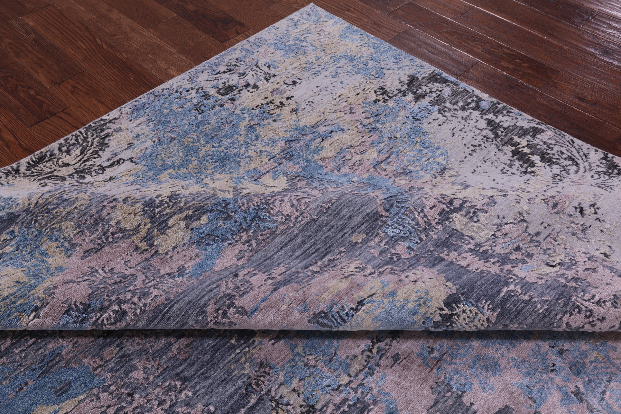 Abstract Modern Hand Knotted Wool & Silk Rug - 7' 9" X 9' 11" - Golden Nile