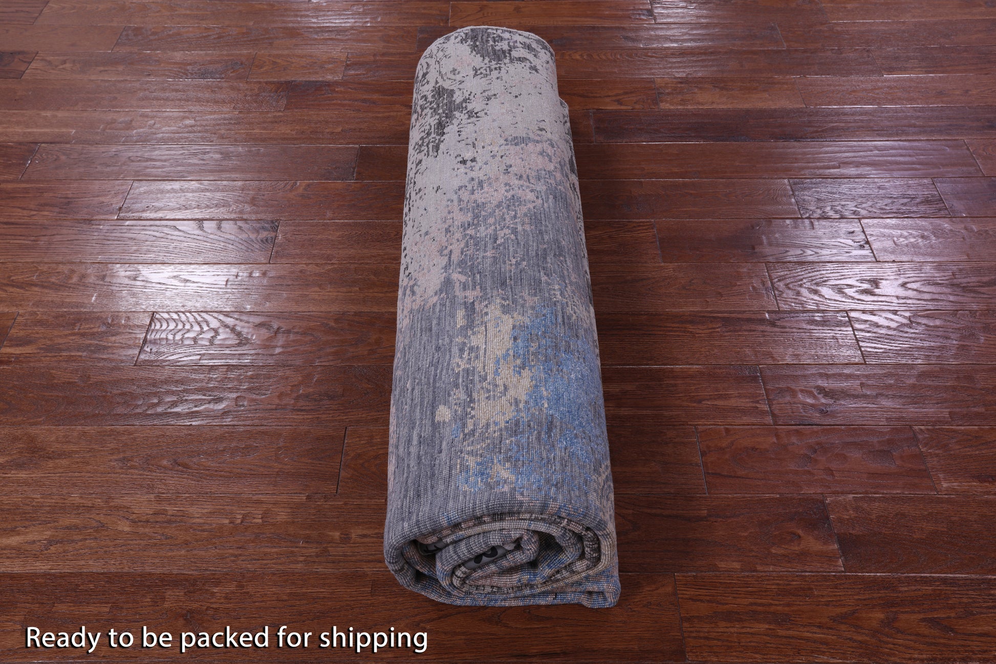 Abstract Modern Hand Knotted Wool & Silk Rug - 7' 9" X 9' 11" - Golden Nile
