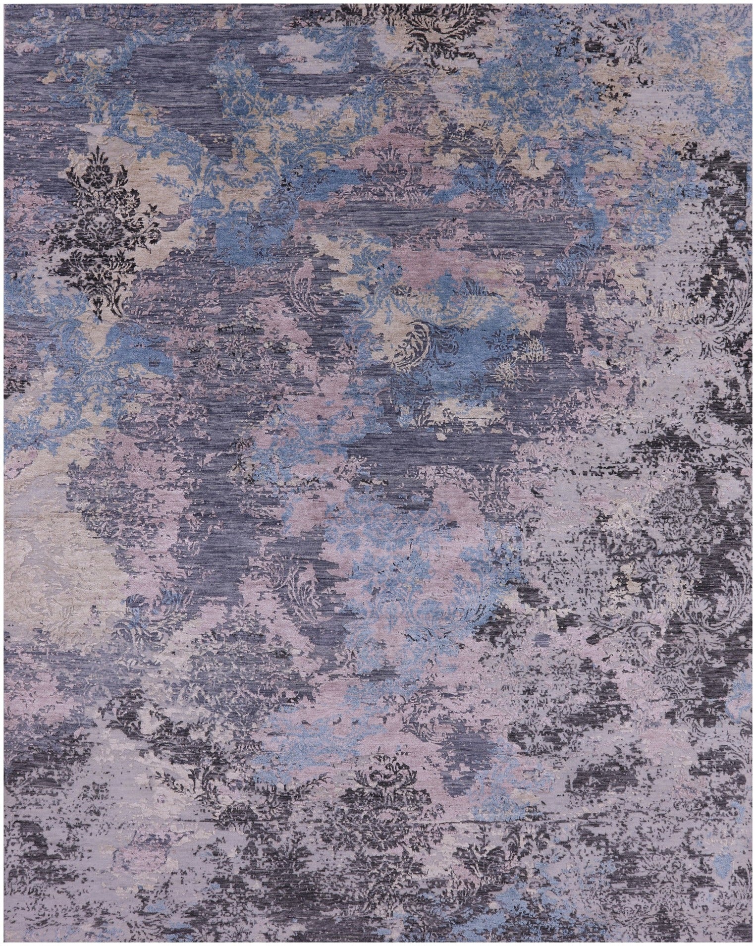 Abstract Modern Hand Knotted Wool & Silk Rug - 7' 9" X 9' 11" - Golden Nile