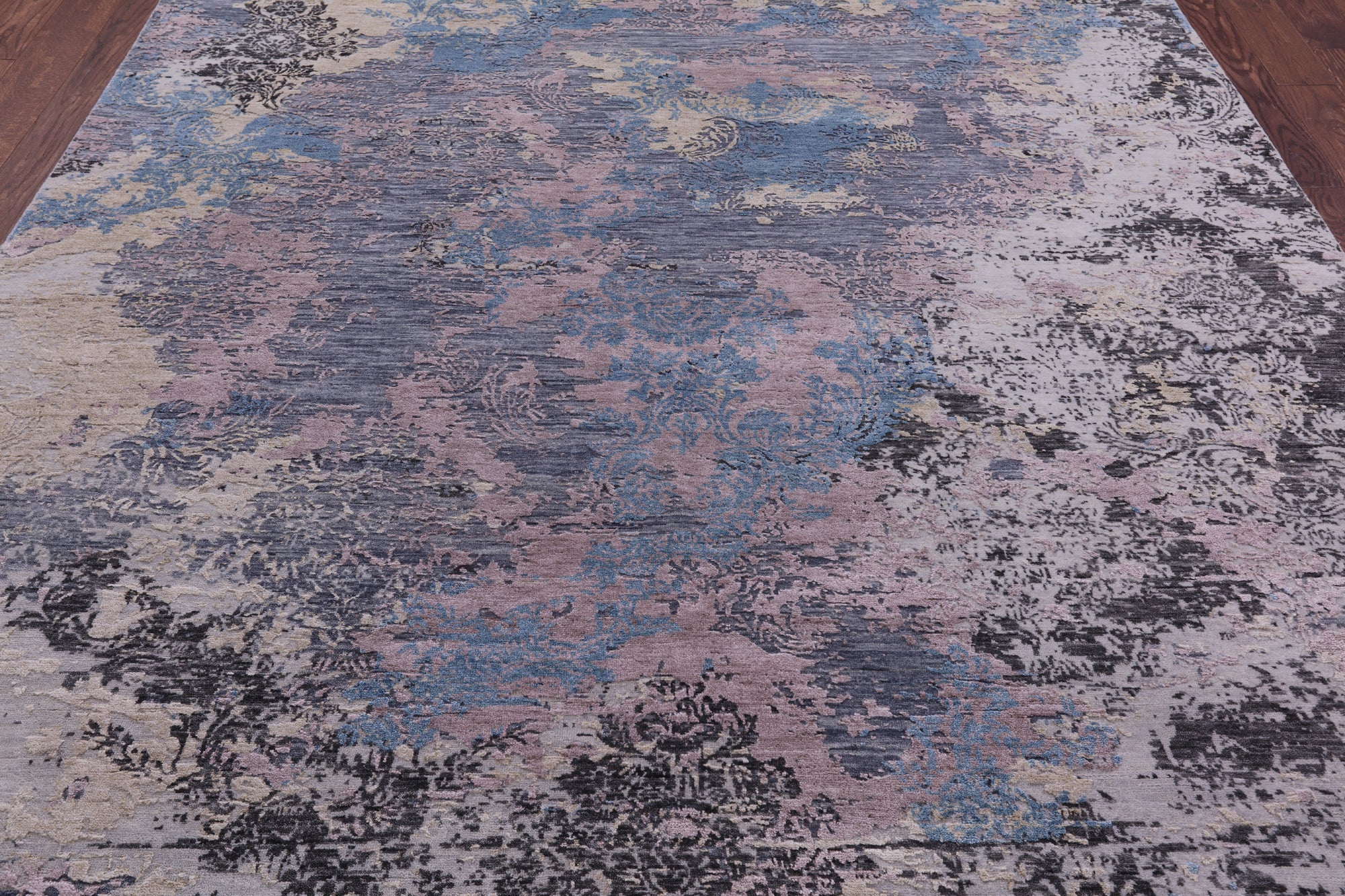 Abstract Modern Hand Knotted Wool & Silk Rug - 7' 9" X 9' 11" - Golden Nile