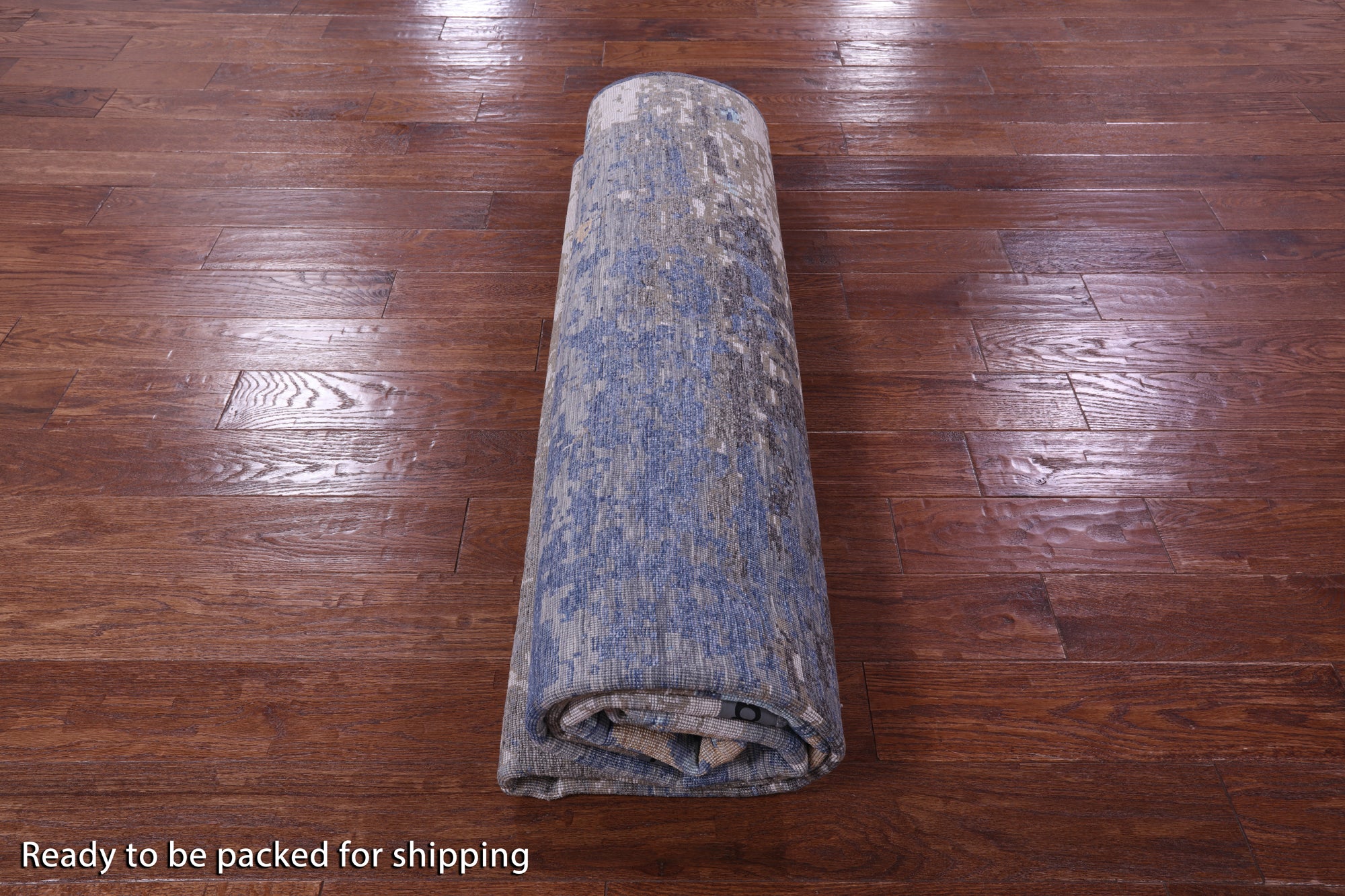 Abstract Modern Hand Knotted Wool & Silk Rug - 7' 11" X 9' 11" - Golden Nile