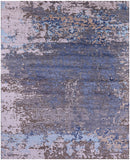 Abstract Modern Hand Knotted Wool & Silk Rug - 7' 11" X 9' 11" - Golden Nile