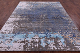 Abstract Modern Hand Knotted Wool & Silk Rug - 7' 11" X 9' 11" - Golden Nile