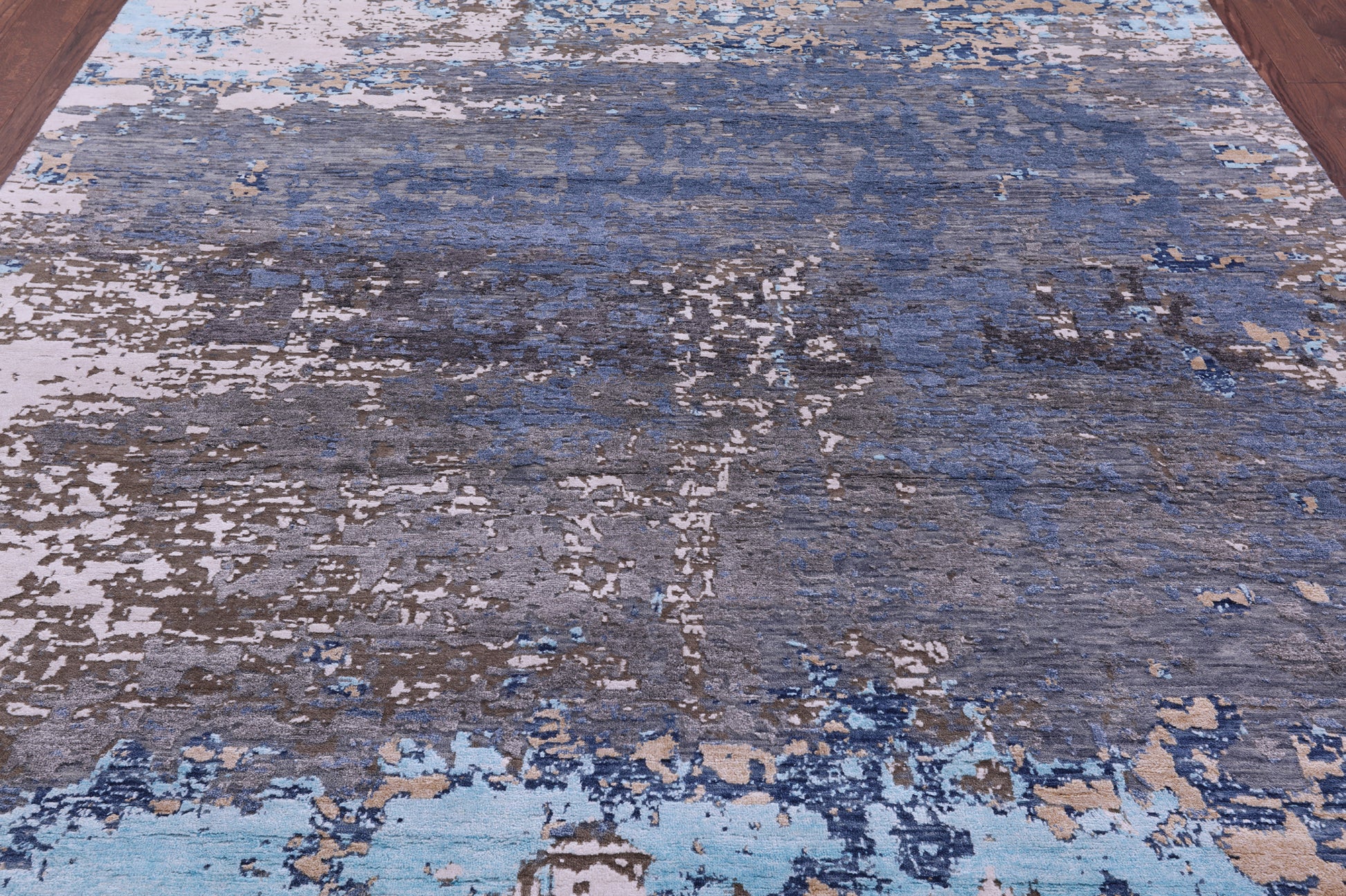 Abstract Modern Hand Knotted Wool & Silk Rug - 7' 11" X 9' 11" - Golden Nile