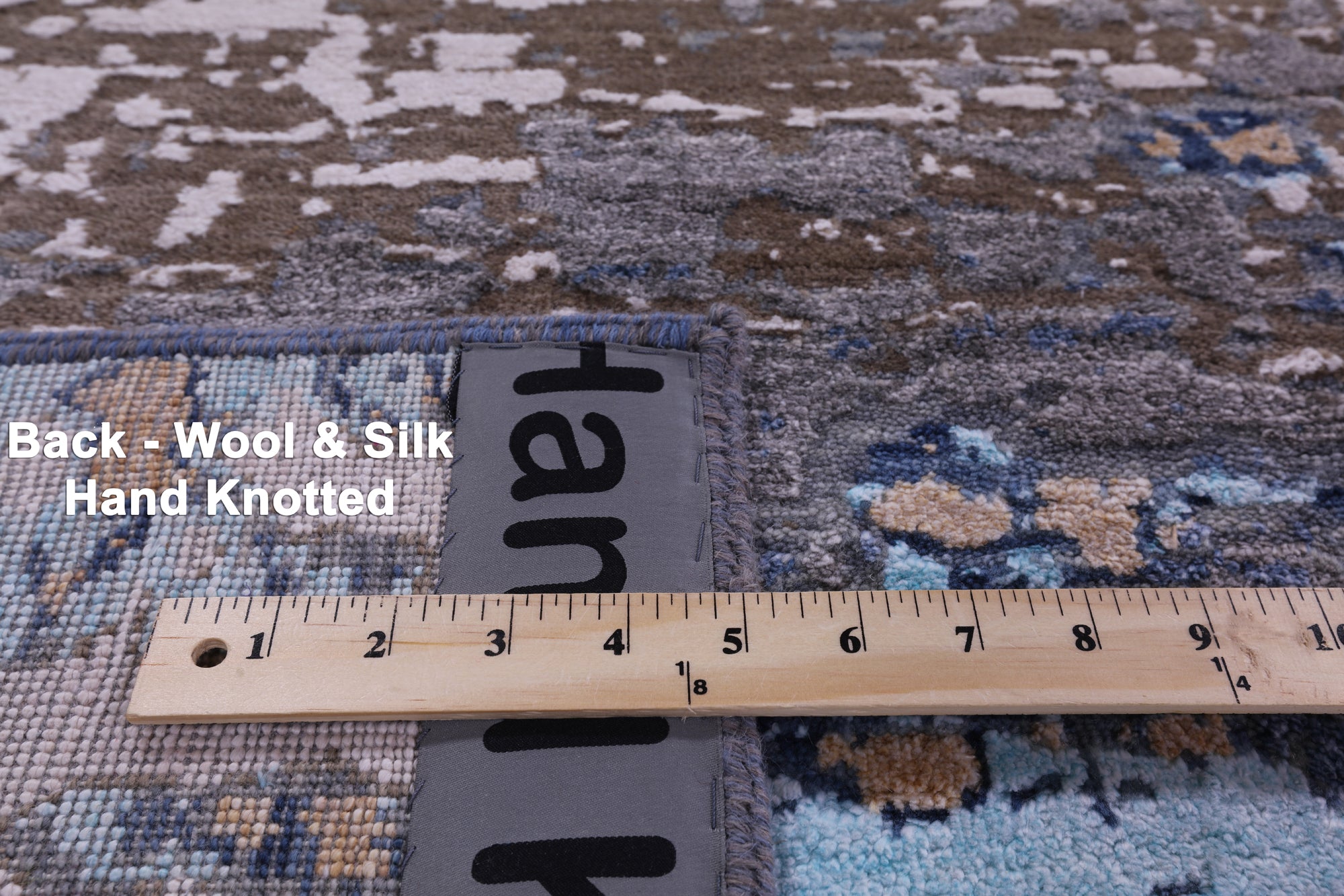 Abstract Modern Hand Knotted Wool & Silk Rug - 7' 11" X 9' 11" - Golden Nile