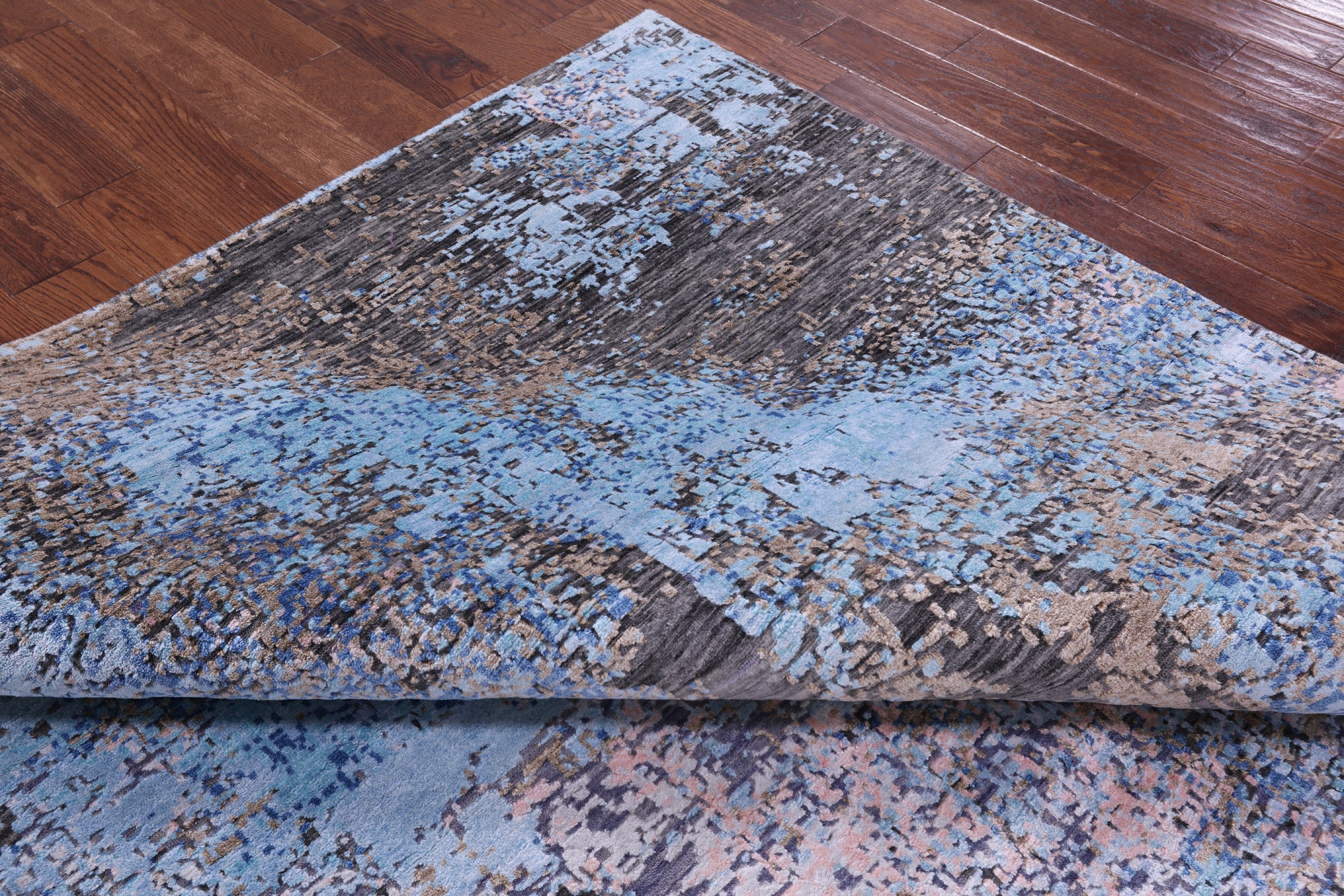 Abstract Modern Hand Knotted Wool & Silk Rug - 8' 0" X 10' 0" - Golden Nile