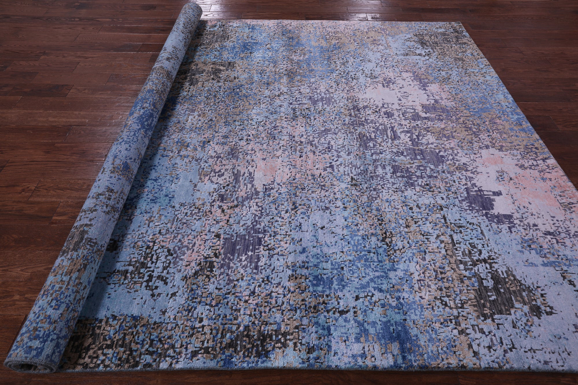 Abstract Modern Hand Knotted Wool & Silk Rug - 8' 0" X 10' 0" - Golden Nile
