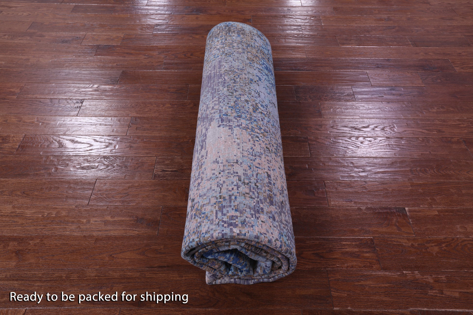 Abstract Modern Hand Knotted Wool & Silk Rug - 8' 0" X 10' 0" - Golden Nile