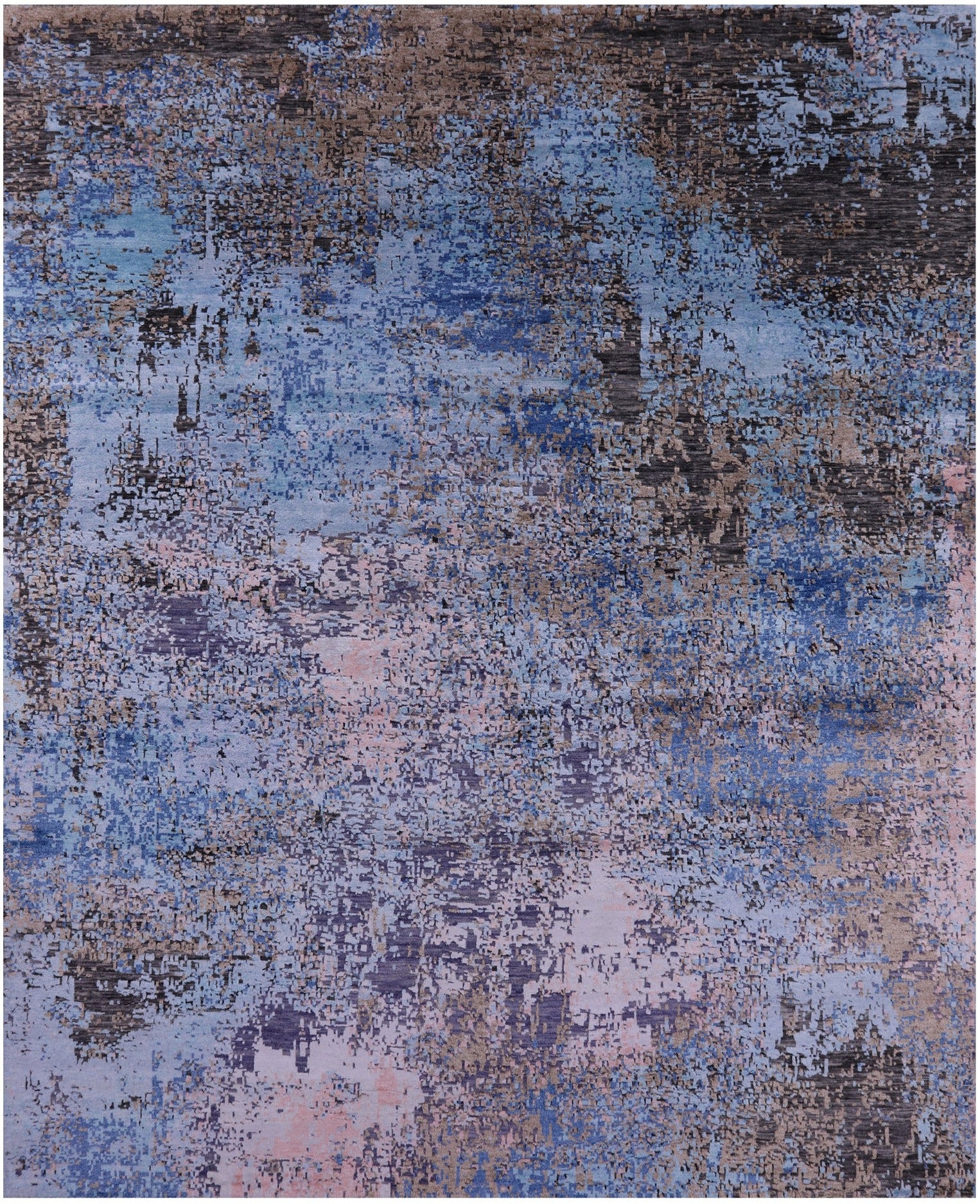 Abstract Modern Hand Knotted Wool & Silk Rug - 8' 0" X 10' 0" - Golden Nile