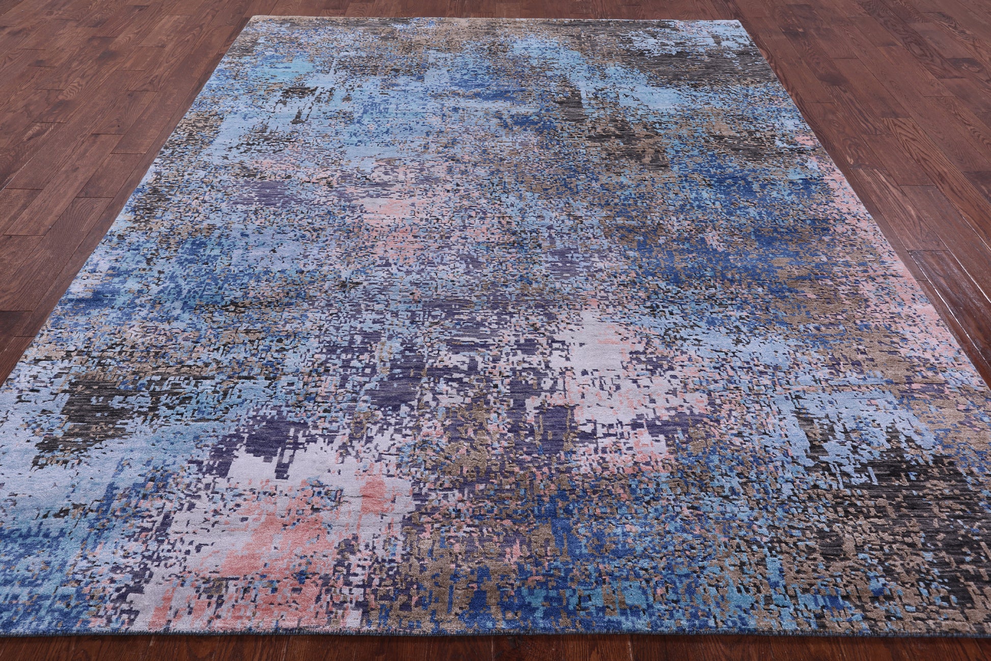 Abstract Modern Hand Knotted Wool & Silk Rug - 8' 0" X 10' 0" - Golden Nile