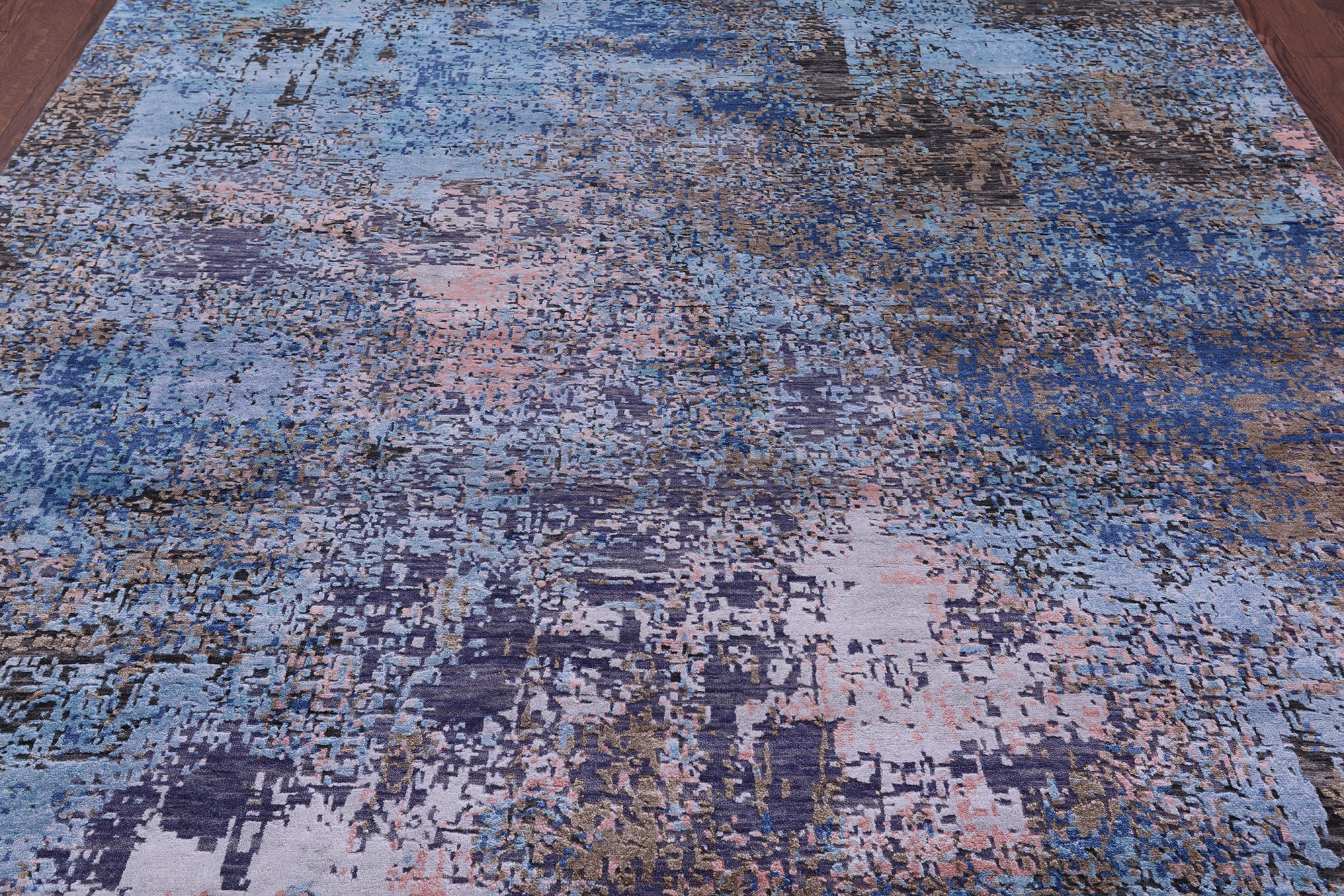 Abstract Modern Hand Knotted Wool & Silk Rug - 8' 0" X 10' 0" - Golden Nile