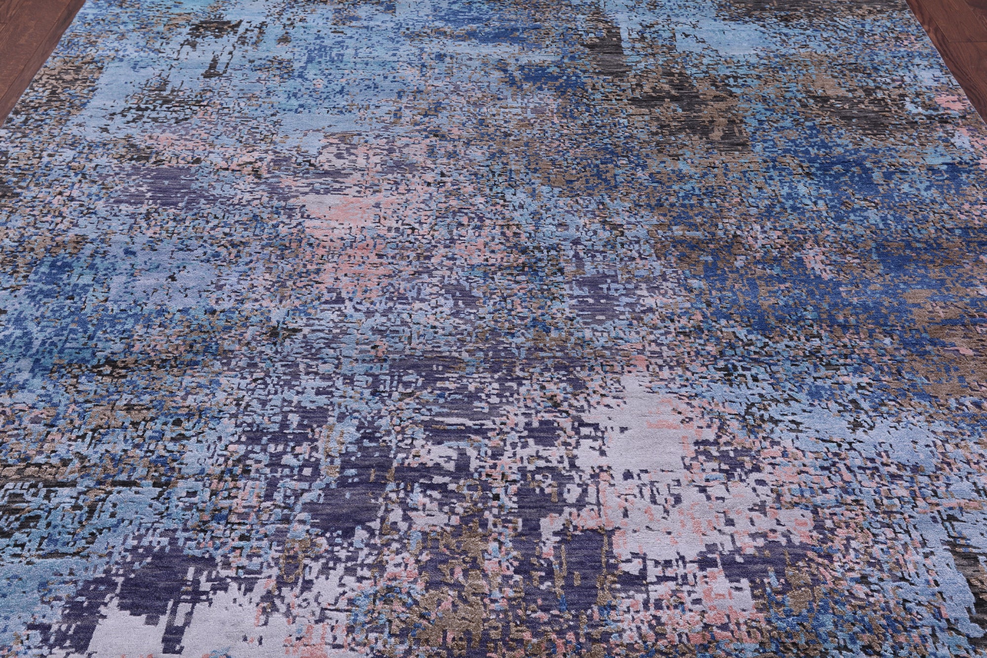 Abstract Modern Hand Knotted Wool & Silk Rug - 8' 0" X 10' 0" - Golden Nile
