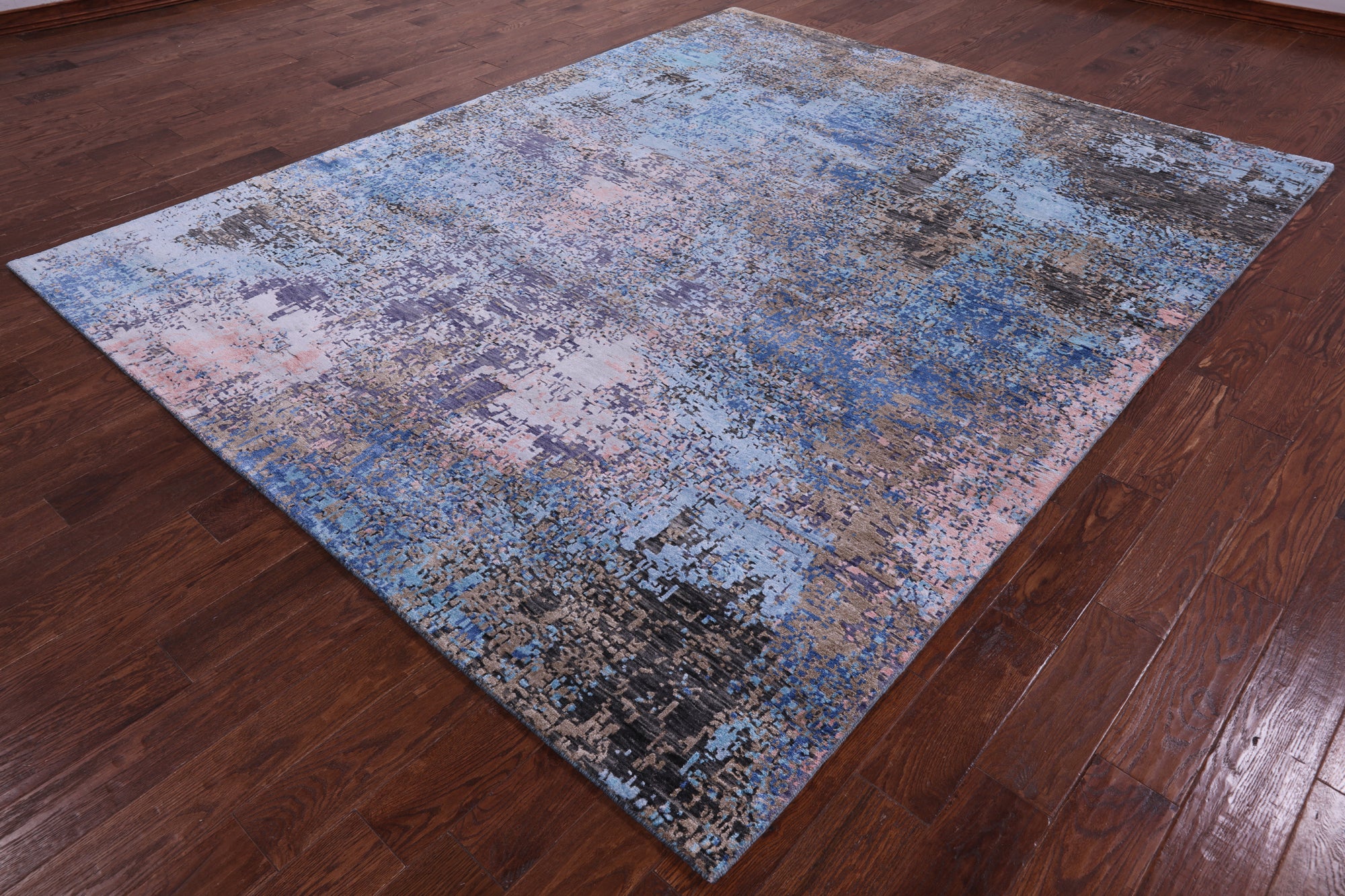 Abstract Modern Hand Knotted Wool & Silk Rug - 8' 0" X 10' 0" - Golden Nile