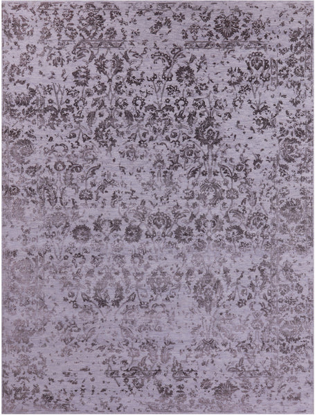 Grey Persian Hand Knotted Wool & Silk Rug - 8' 10" X 11' 9" - Golden Nile