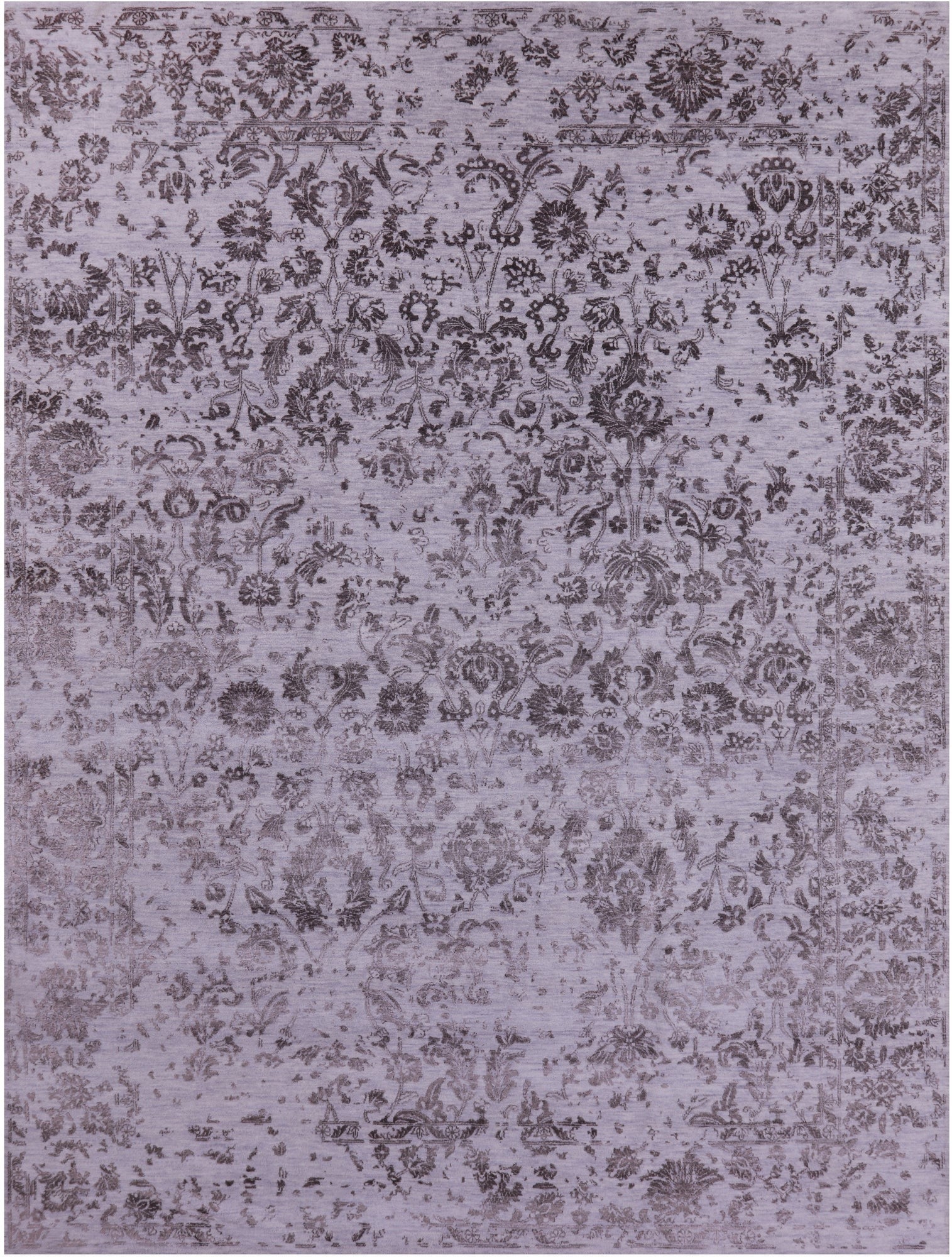 Grey Persian Hand Knotted Wool & Silk Rug - 8' 10" X 11' 9" - Golden Nile