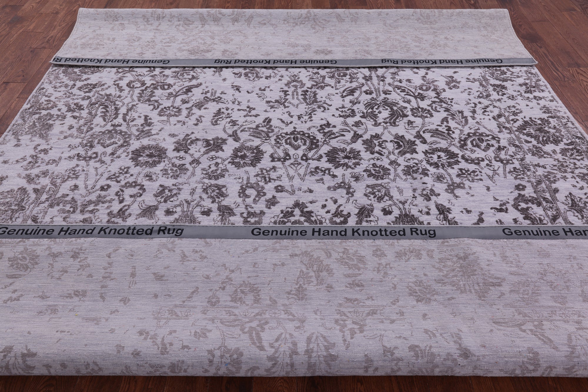 Grey Persian Hand Knotted Wool & Silk Rug - 8' 10" X 11' 9" - Golden Nile