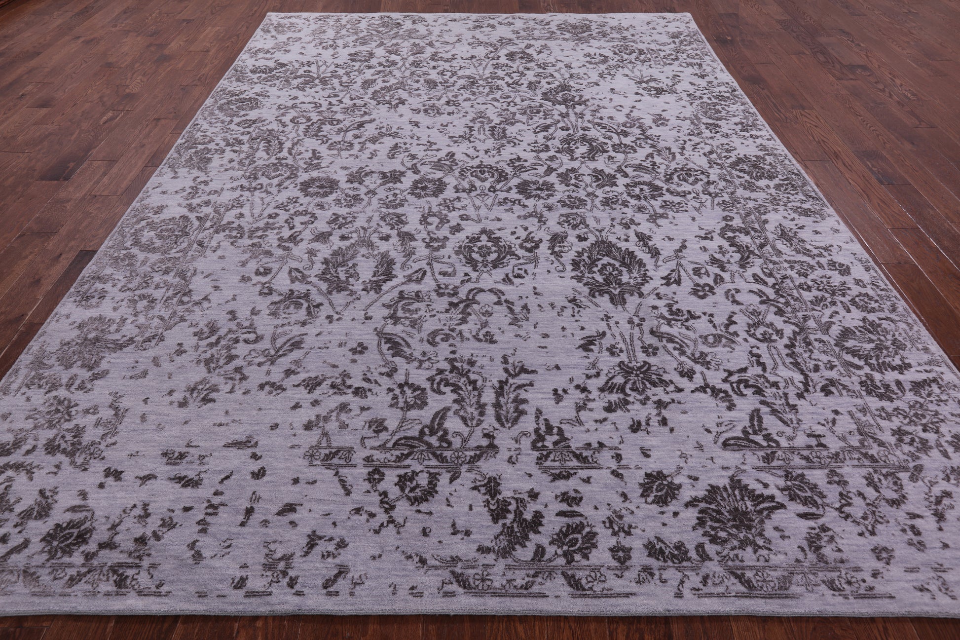Grey Persian Hand Knotted Wool & Silk Rug - 8' 10" X 11' 9" - Golden Nile